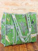 Quilted Cotton Jungle Print Tote Bag - Green image