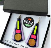 Kay Earrings Deep Navy Blue, Neon Pink, Neon Yellow, Lilac and Gold image