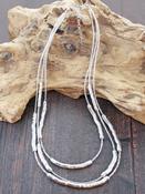 Triple-Strand Snake &amp; Bead Necklace Silver image