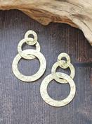 Triple Beaten Ring Earrings Gold image