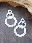 Triple Beaten Ring Earrings Silver image