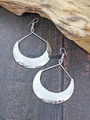 Beaten Hoop Moon Earrings Silver image