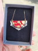 Lorette batik textile necklace in charcoal/gold/red image