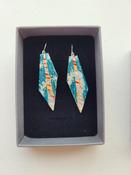 Mini Beulah batik textile earrings Green, Silver, Red