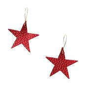 Leather Star Earrings Red image
