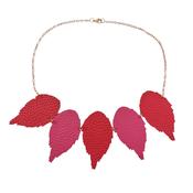 5 Leather Leaf Necklace - Red/Pink image