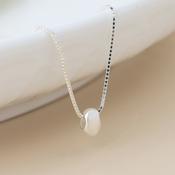 Sterling Silver Smooth Bean on Fine Box Chain Slider Necklace image