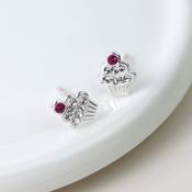 Sterling Silver Crystal Set Cupcake Studs image