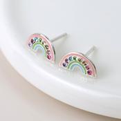 Sterling Silver Crystal Set Pastel Rainbow Studs image