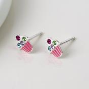 Sterling Silver Pink Blue Cupcake Studs image