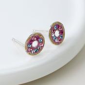 Sterling Silver Crystal Donut Studs image