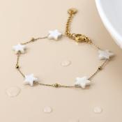 Gold Plated Stainless Steel White Star Station Chain Bracelet image