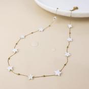 Gold Plated Stainless Steel White Star Station Chain Necklace image