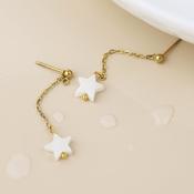 Gold Plated Stainless Steel White Star Earrings image