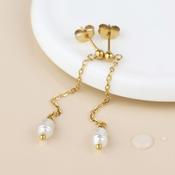 Gold Plated Stainless Steel Freshwater Pearl Earrings image