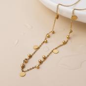 Gold Plated Stainless Steel Bobble Beads and Disc Charm Necklace image