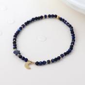 Gold Plated Stainless Steel Faceted Lapis Bead Moon Bracelet image