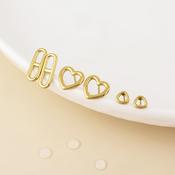 Gilded Stainless Steel Gold Plated Contemporary Mix Stud Earrings Set