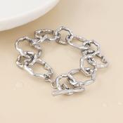 Liquid Stainless Steel Platinum Plated Beaten Link Bracelet