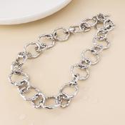 Liquid Stainless Steel Platinum Plated Beaten Link Necklace