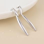 Orion Stainless Steel Platinum Plated Elegant Narrow Drop Earrings image