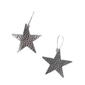 Leather Star Earrings Silver image