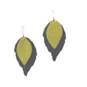 Double Duilleog Earrings - Lime/Green image