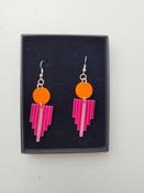 Art Deco Orange and Pink Glass Earrings image