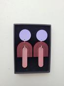 Arc Etched Lilac/Wine/Pink Drop Earrings image