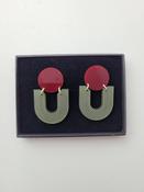 Arc Wine and Green Earrings