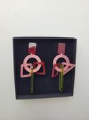 Throwing Shapes Wine Pink and Green Earrings image
