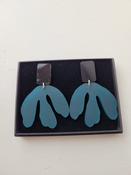 Fleur-De-Lis Black and Teal Drop Earrings image