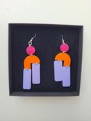 Staggered Drop Pink Orange and Lilac Earrings image