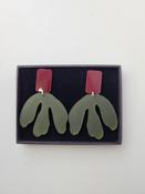 Fleur-De-Lis Wine and Green Drop Earrings image