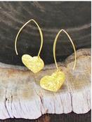 Drop Earrings with Textured Heart Charm - Gold Plated image