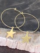 Simple Hoop Earrings with Star Charm - Gold Plated image