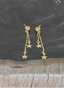 Double Drop Charm Stud Earrings - Gold Plated image