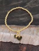 Elasticated Bracelet with Heart Charms - Gold Plated image