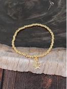 Elasticated Bracelet with Star Charms - Gold Plated image