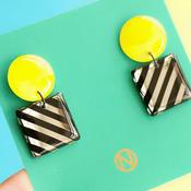 NAOI Earrings - Yellow and Black Stripe Earrings image