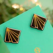 NAOI Earrings - Art Deco Black and Gold Stud Earrings image