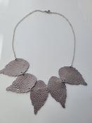 5 Leather Leaf Necklace - Pewter image