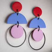 Cascade Red Blue Lilac Earrings