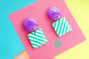 Purple and Blue Stripe Earrings image