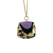 M’anam sgraffito necklace in black/gold/lilac/olive