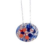 Pebble sgraffito textile necklace in periwinkle/sapphire/orange/silver image