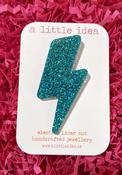 A Little Idea - Lightning Bolt Brooche Blue Sparkle image