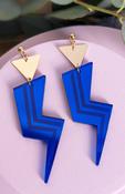 Grace Jones Lightning Bolt Royal Blue Earrings image