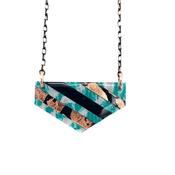 Ralston batik textile necklace in mint/rose-gold/black image