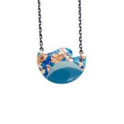 Tonn sgraffito necklace in turquoise/blues/rose-gold
